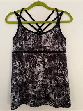 Women's Black & Gray Strappy Athletic Tank Top